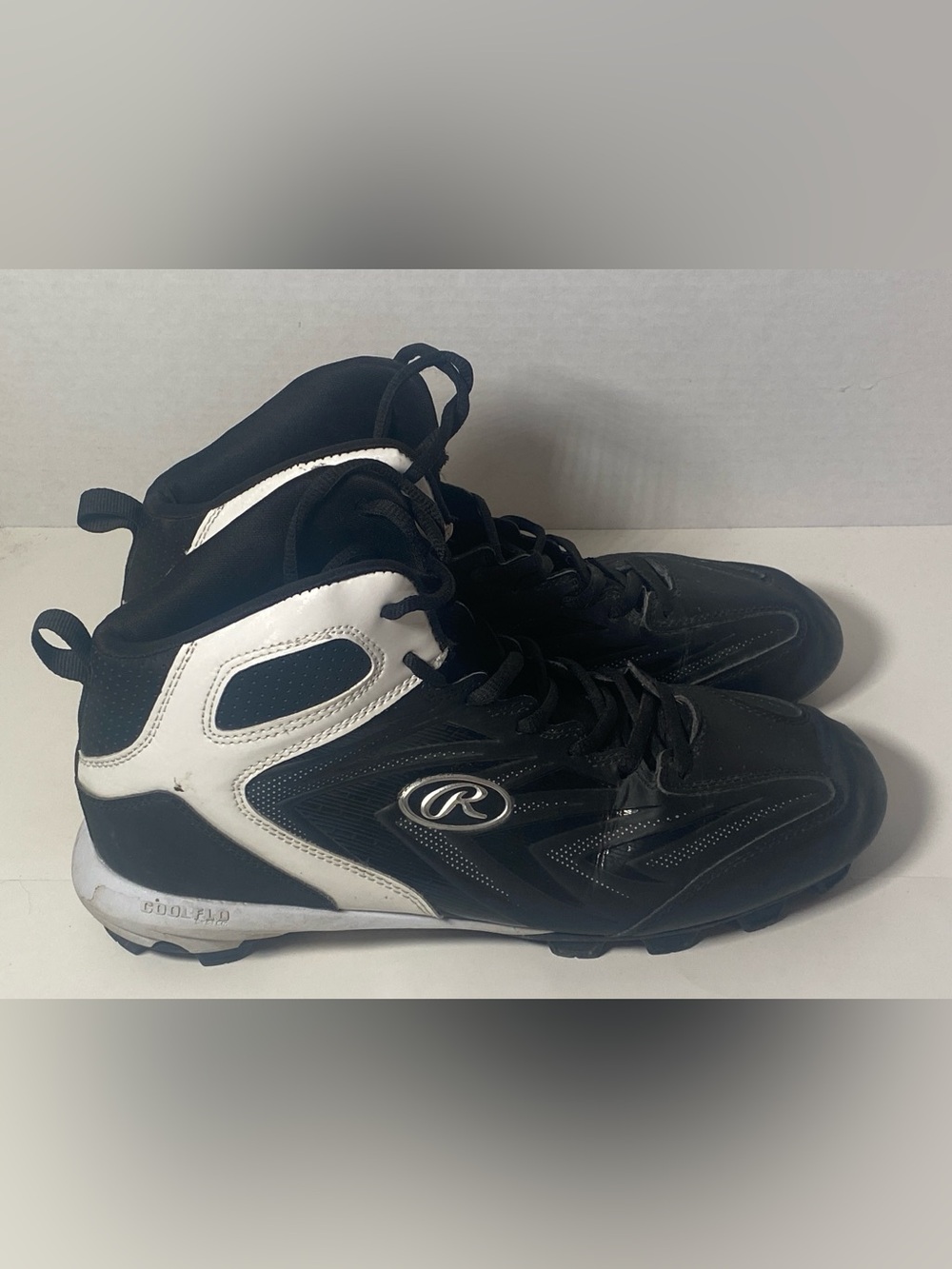 Rawlings Baseball Cleats Mid Top Shoes Size 10 Coolflo Black White